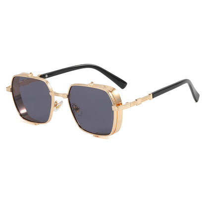 Men Steampunk Gradient Metal Shades Sunglasses