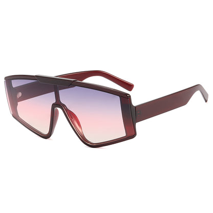 Flat Top One Piece Lens Oversize Sunglasses