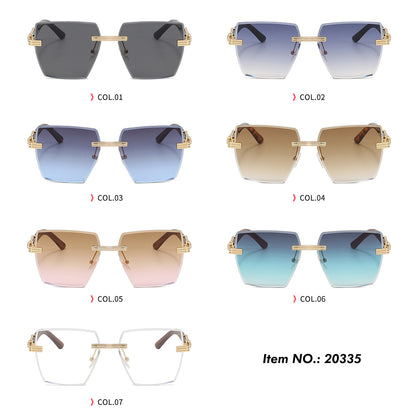 Square Rimless Diamond Cutting Lens Female Sunglasses