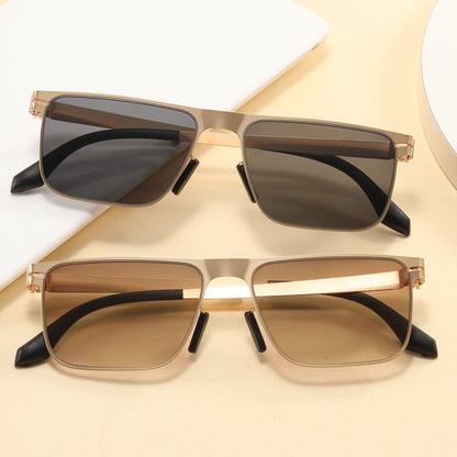 Metal Frame Rectangle Flat Top Sunglasses