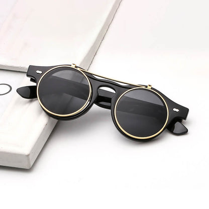 Flip Up Round Steampunk Sunglasses