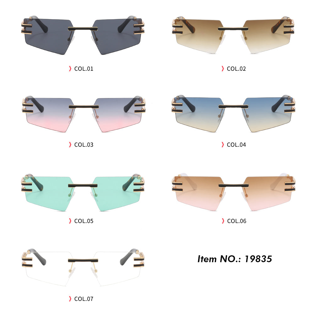 Metal Pentagon Rectangle Rimless Sunglasses