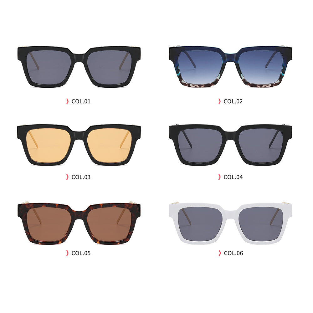 Square UV400 Metal Chain Temple Shades Sunglasses