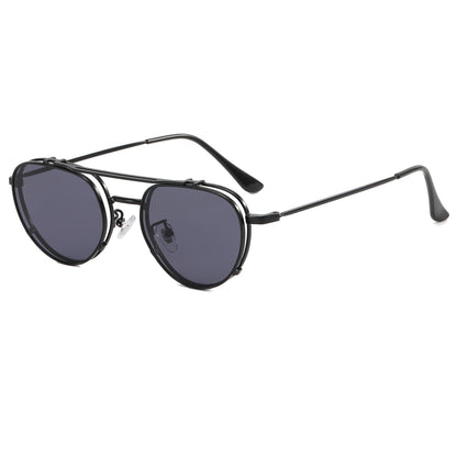 Retro Flat Top Metal Frame Sunglasses