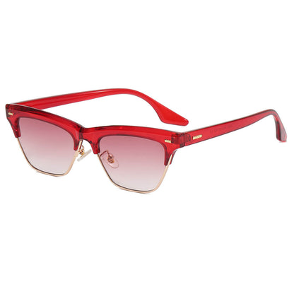 Retro Half-Rmless Cat Eye Sunglasses