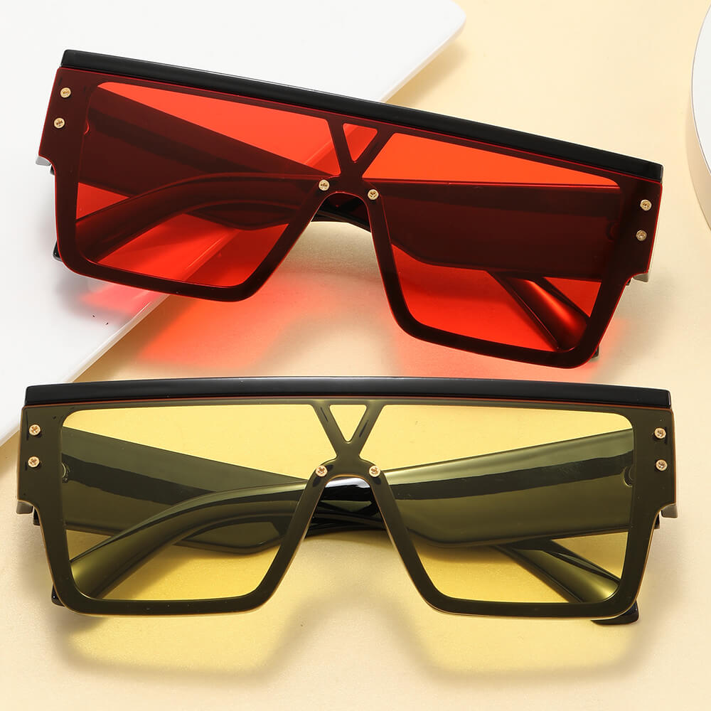 Flat Top Oversized Mono Lens Shades Sunglasses