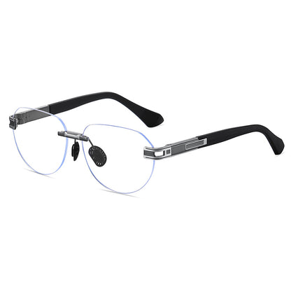 Men's Gradient Oval Rimless Sunglasses