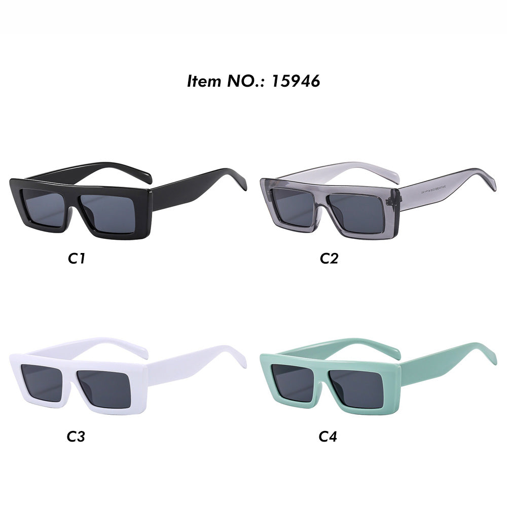 Women Stylish Flat Top Rectangle Thick Sunglasses