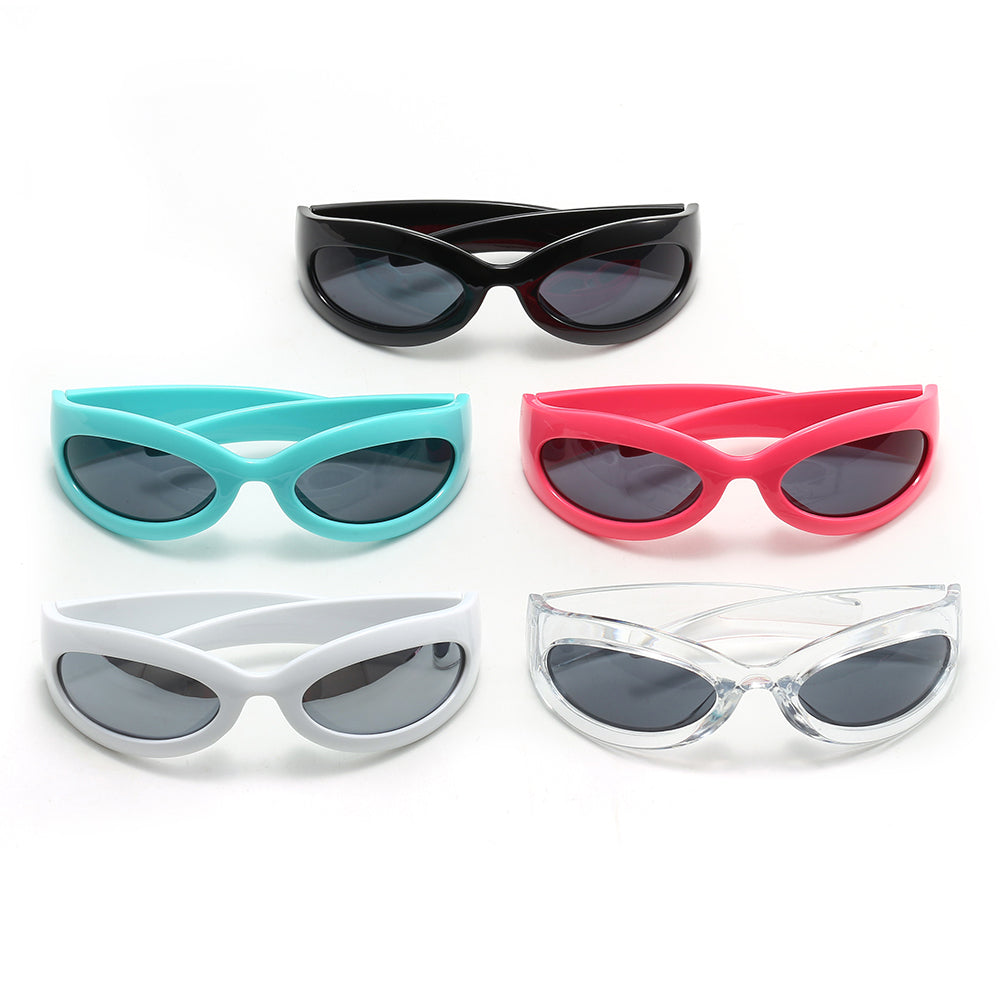 Retro Wrap Around Oval Outdoor Cycling Sporty Y2K Sunglasses