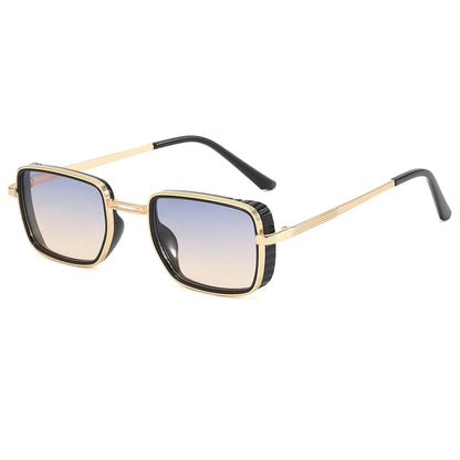 Rectangle Steampunk Metal Frame Sunglasses