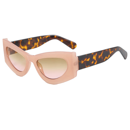 Y2K Cat Eye Women Small Oval Jelly Color Wide Frame Sunglasses