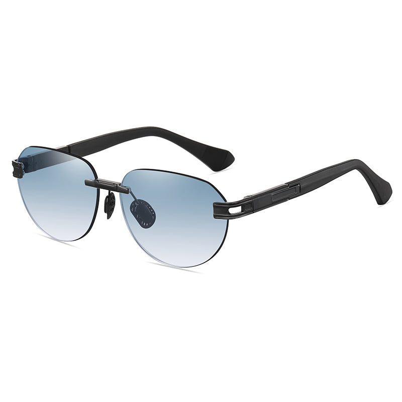 Men's Gradient Oval Rimless Sunglasses