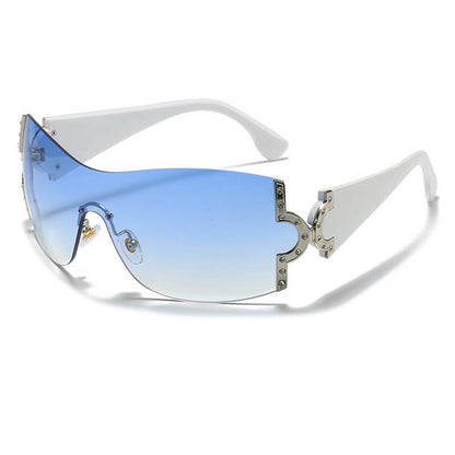 Y2K Oversized Shield Rimless Sunglasses