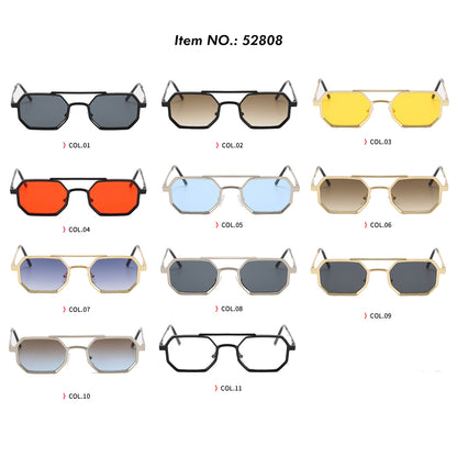 Polygon Double Bridges Top Bar Shades Metal Frame Sunglasses