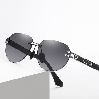 Men's Gradient Oval Rimless Sunglasses