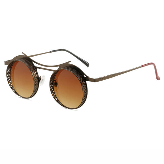 Retro Round Metal Frame Steampunk Sunglasses