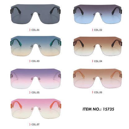 One Piece Tinted Lens UV400 Rimless Sunglasses