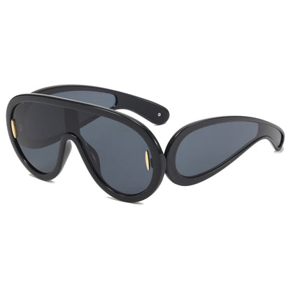 Y2K One Piece Lens Flat Top Oversize Shield Shades Sunglasses