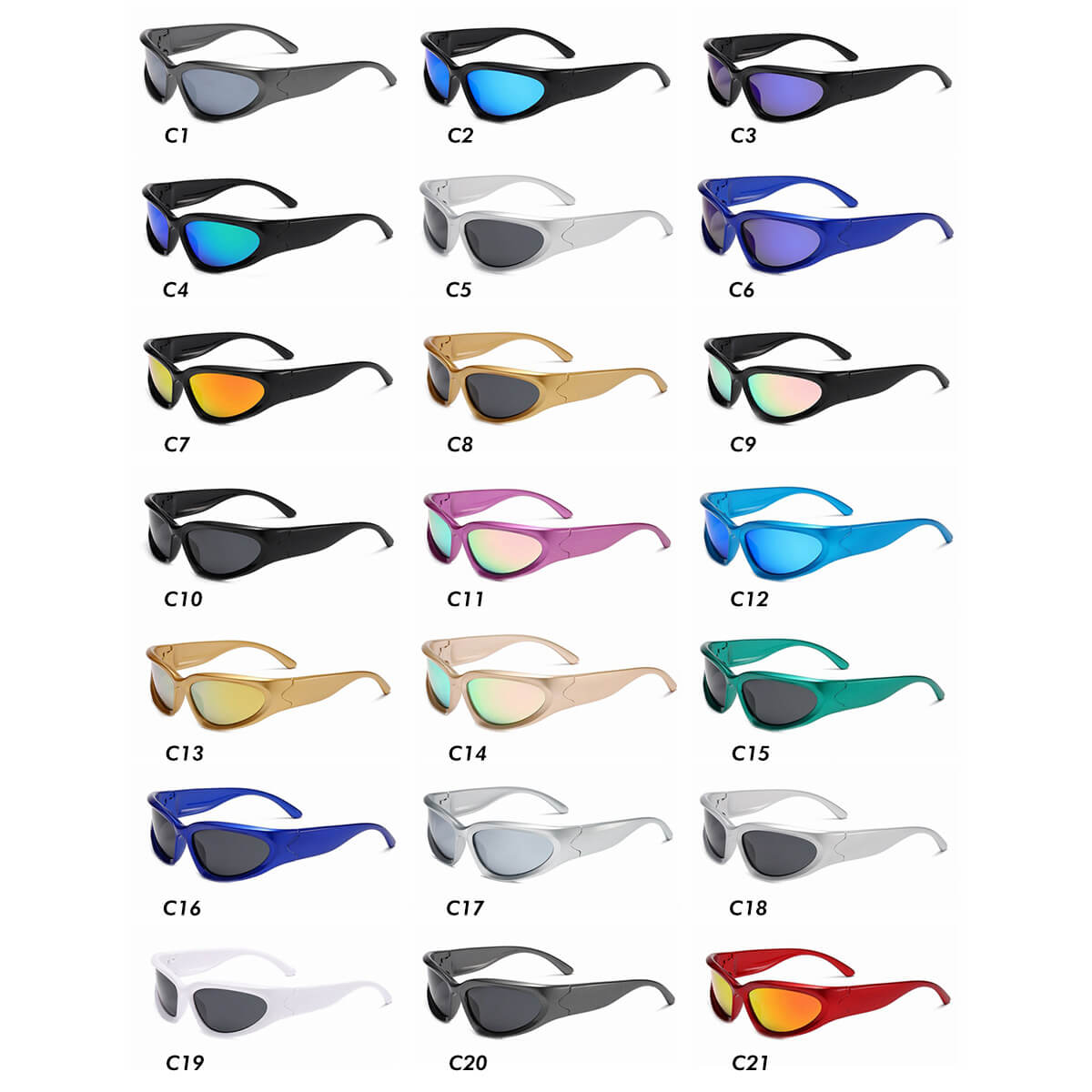 POLARIZED Wrap Around Futuristic Fashion Y2K Sunglasses for Men Women