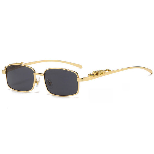 Cheetah Small Rectangle Metal Frame Sunglasses